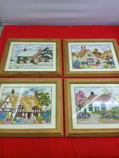 Embroidered UK Country Home 9"x7" in solid wood frame home decor from the UK 795 each *H4.