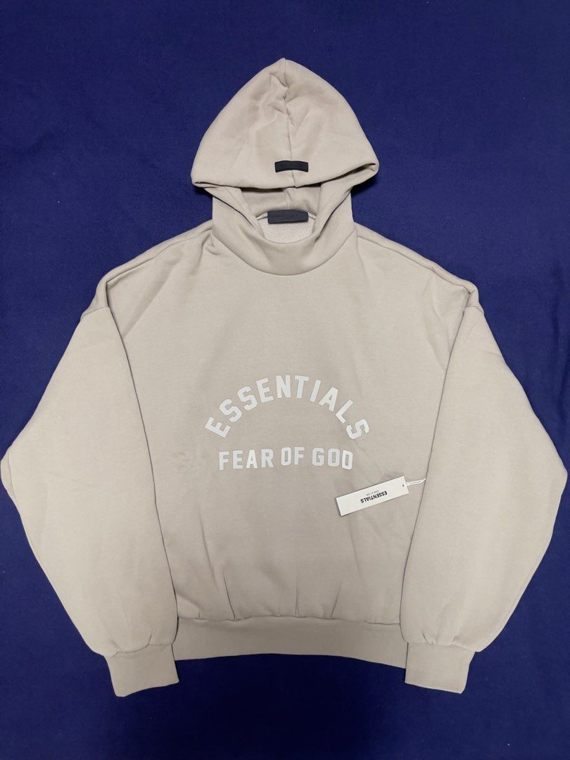 Fear of God Essentials Hoodie (Dusty Beige) (Category: Coats, Jackets and Outerwear) located in Manila. Submitted by marcluis03960 (Listing ID 1280351229, Image 1). Description: *BRAND NEW* Fear of God Essentials Hoodie in Dusty Beige Size: Large RFS: wrong size .
