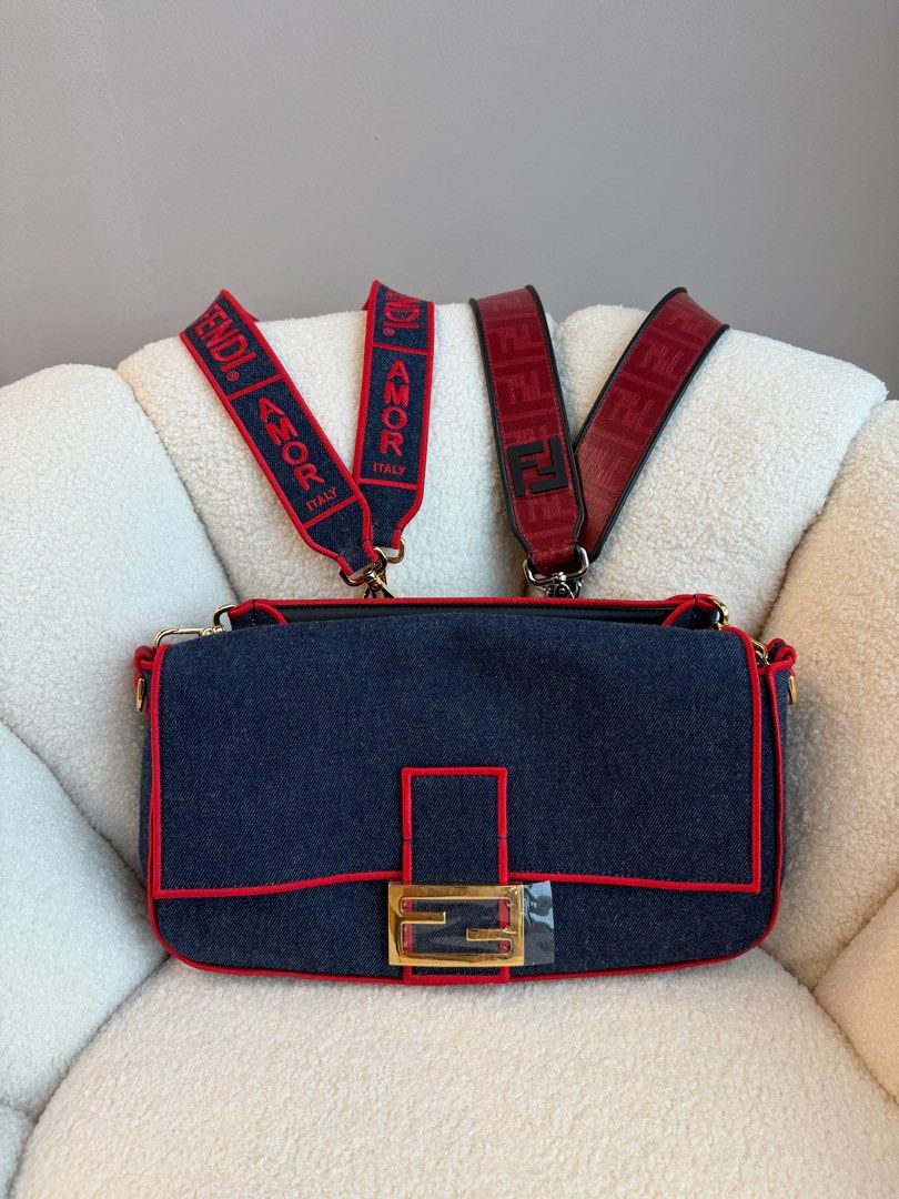Fendi baguette denim discount bag