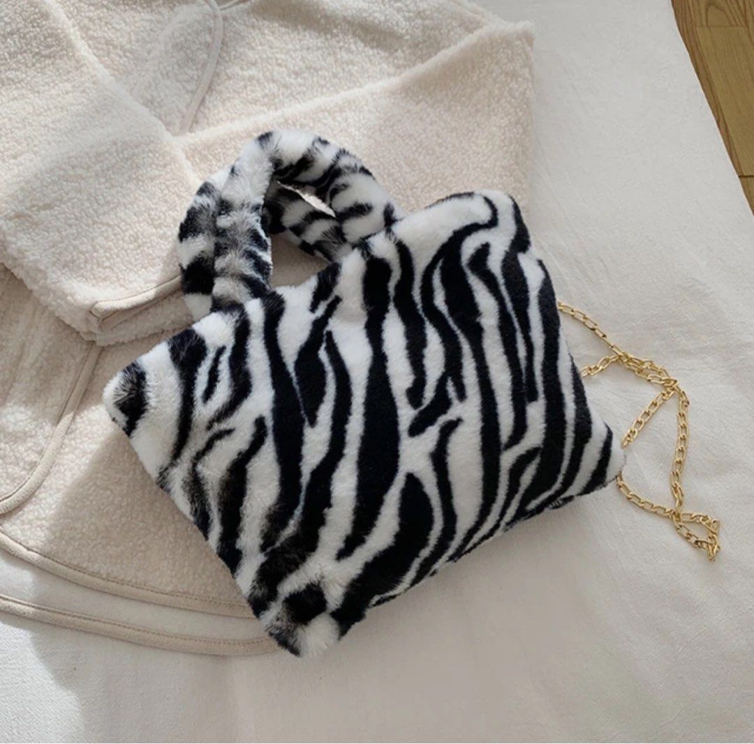 Zebra fluffy bag sale
