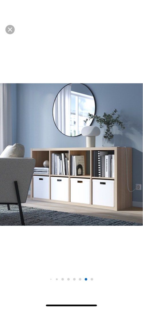 KALLAX shelving unit with underframe, with 2 doors/4 drawers/white stained  oak effect, 147x94 cm - IKEA