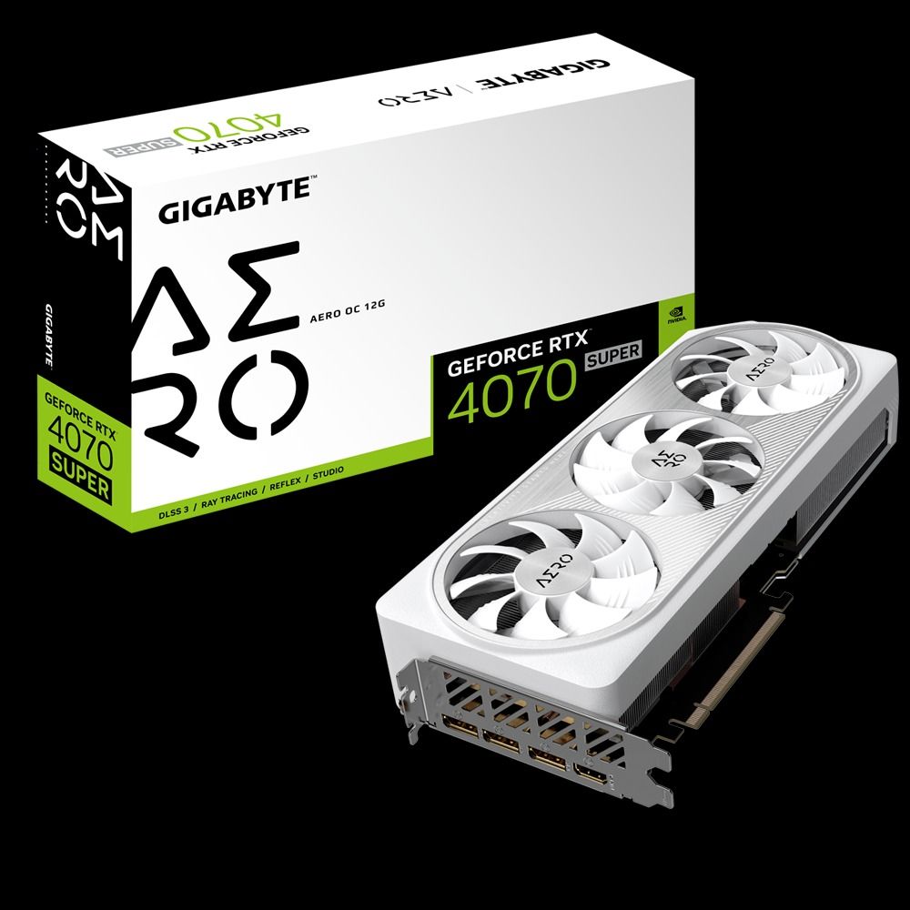 GIGABYTE GeForce RTX 4070 SUPER AERO OC 12G Graphics Card, 3x WINDFORCE  Fans, 12GB 192-bit GDDR6X, GV-N407SAERO OC-12GD Video Card 