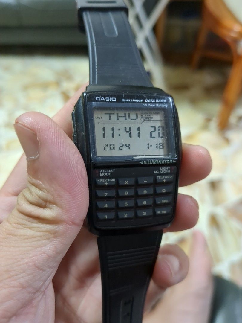 Good condition Casio DBC 32 Data Bank Black Digital Watch Men s