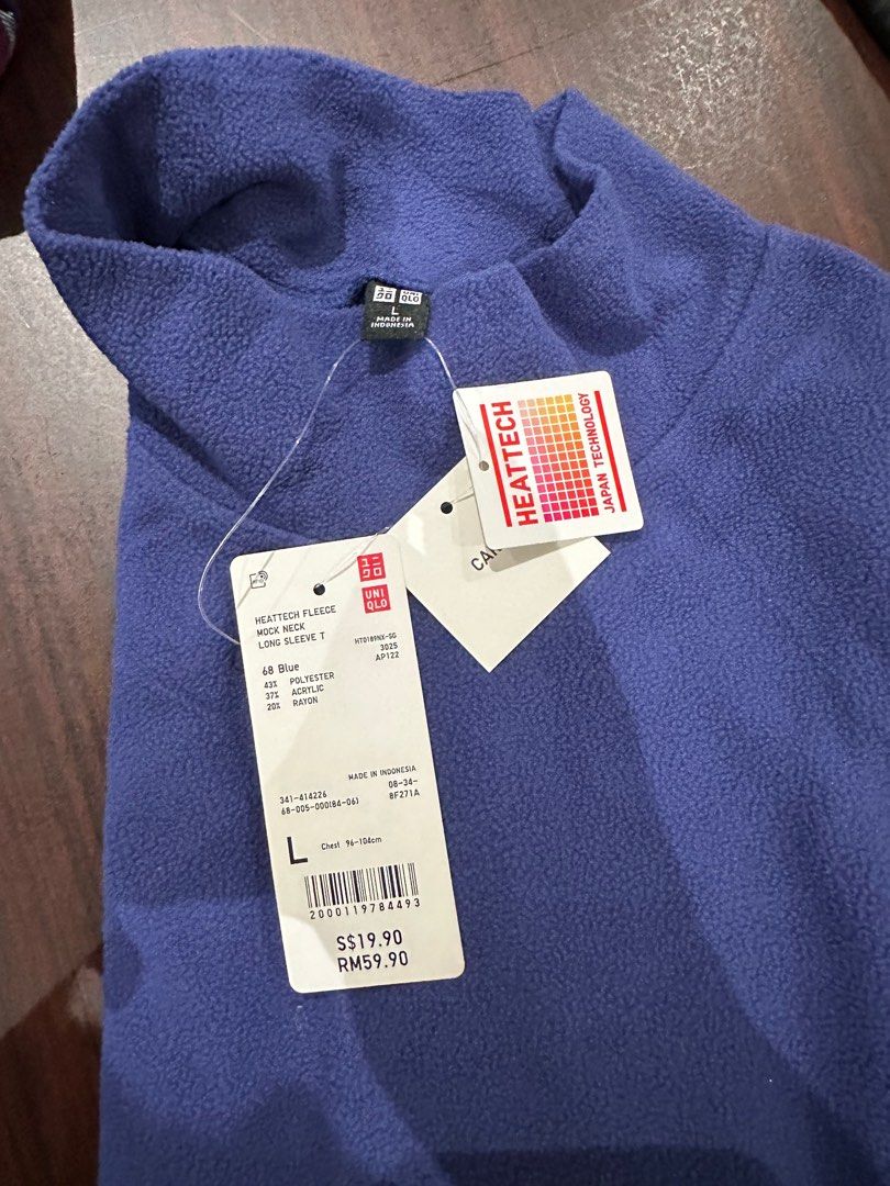 Heattech Fleece Mock Neck Long Sleeve T Men s Fashion Tops