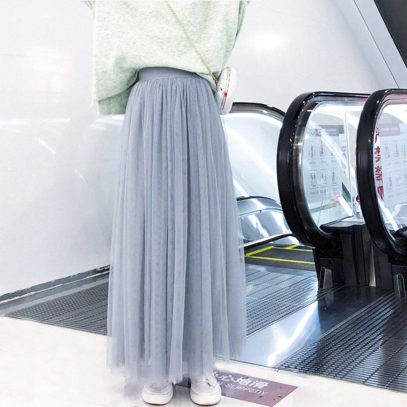 Grey tulle skirt maxi online