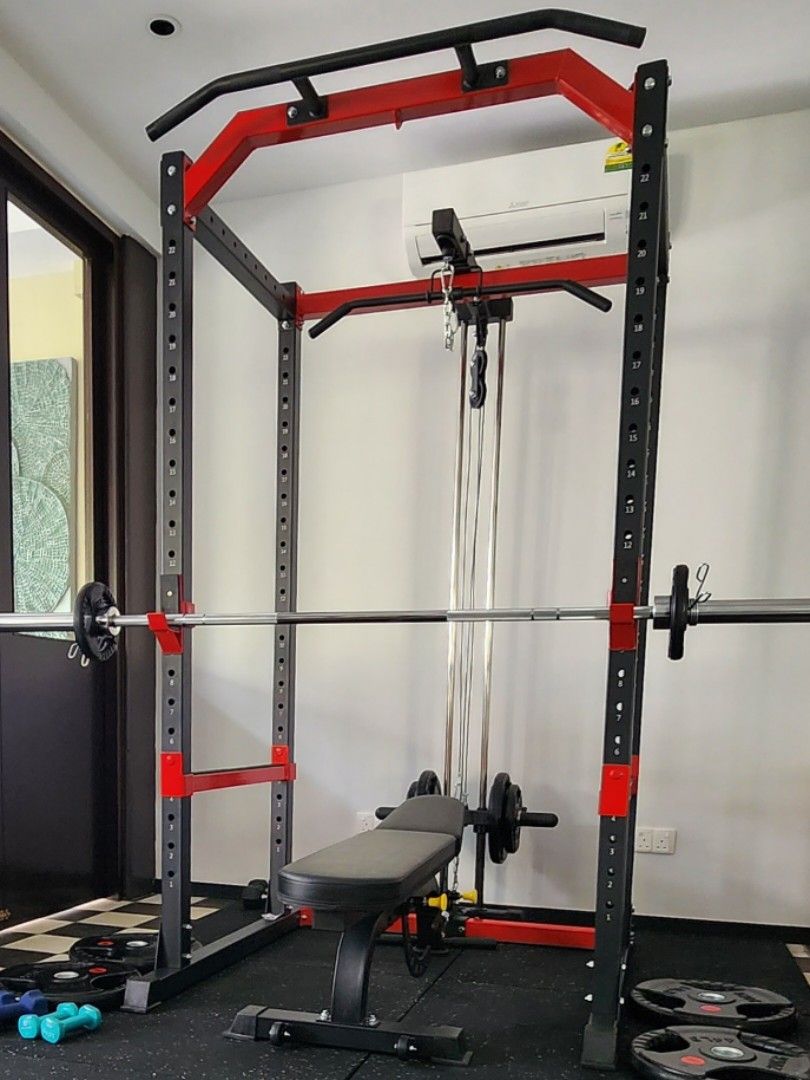 Home Gym Full Power Rack Fitness Workout Equipment Treadmill Hex ...