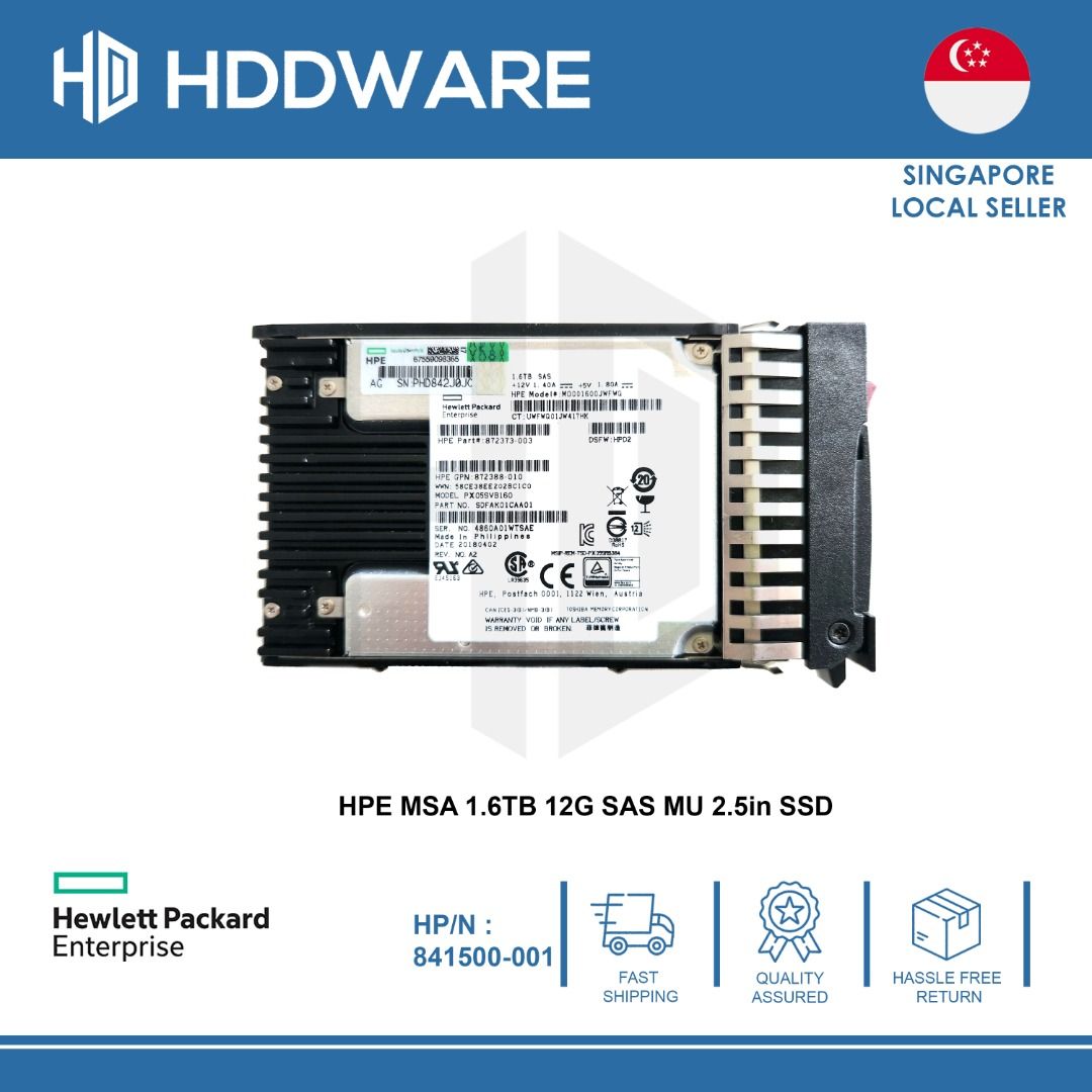 HPE MSA 1.6TB 12G SAS MU 2.5in SSD // 841500-001 // N9X91A // 822552-003