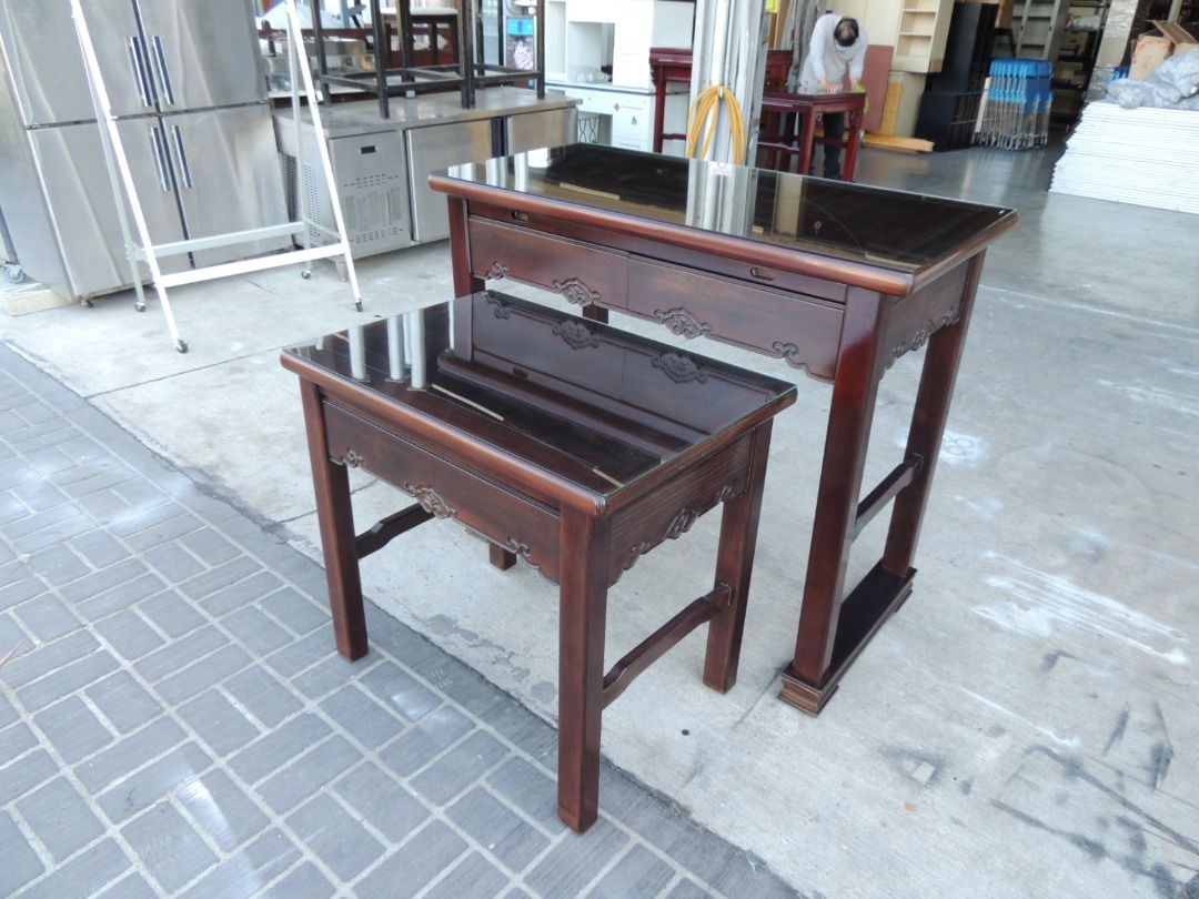 K28754 上下 二件 黑檀神明桌 贈 桌面玻璃 @ 神明桌 供桌 神桌 佛桌 祖先桌 二手神明桌 二手神桌 上下神明桌 中古神明桌 餐飲設備回收  收購茶几 回收二手沙發 收購洗衣機