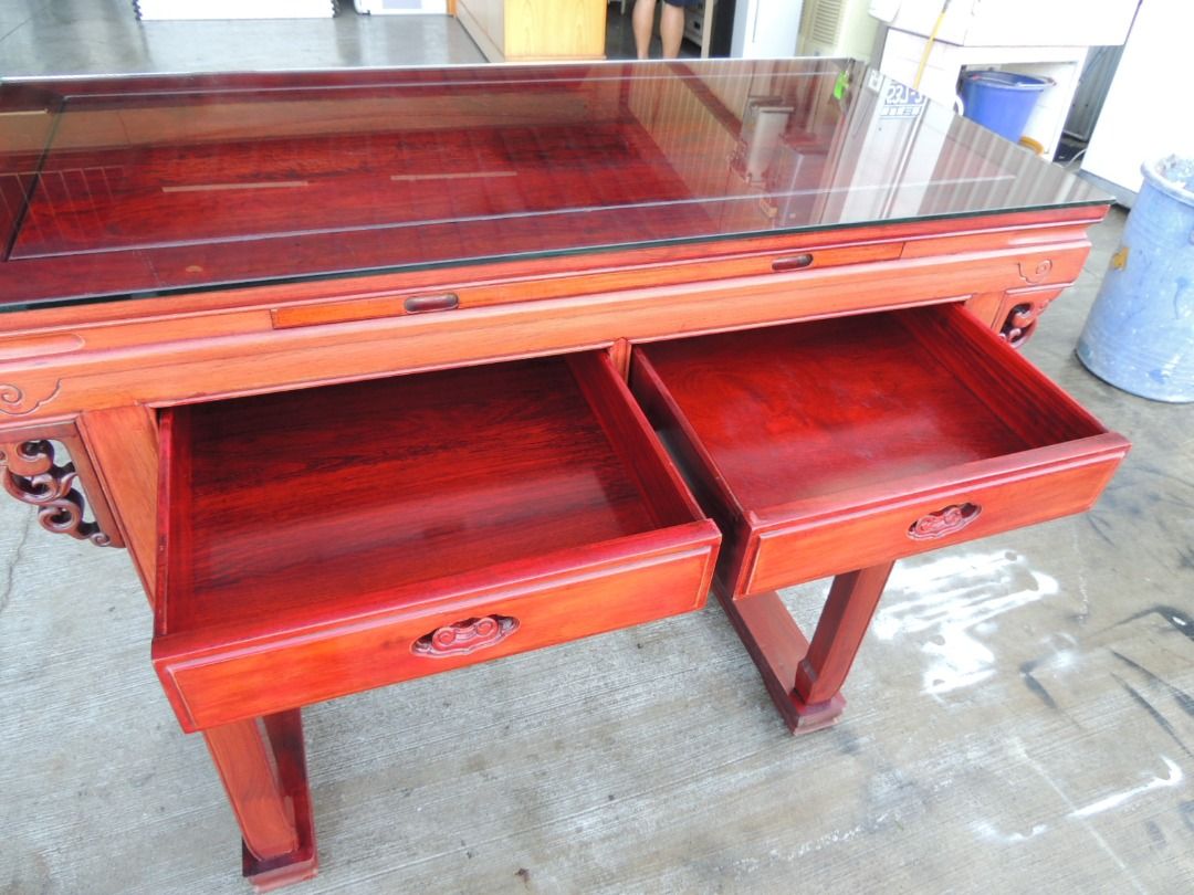 K28755 上下 二件 紅木神明桌 贈 桌面玻璃 @ 神明桌 供桌 神桌 佛桌 祖先桌 二手神明桌 二手神桌 上下神明桌 中古神明桌 台中二手家具  回收辦公椅 收購家具 中古家具收購
