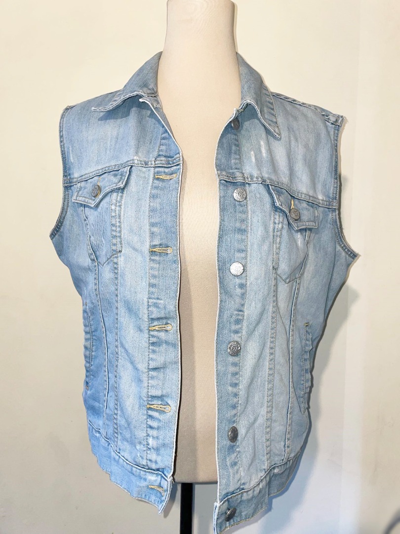 Light Denim Vest | tattered style | large to plus size, Women's Fashion ...