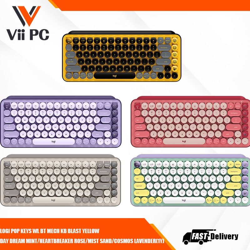 LOGI POP KEYS WL BT MECH KB BLAST YELLOW DAYDREAM MINT HEARTBREAK ROSE ...