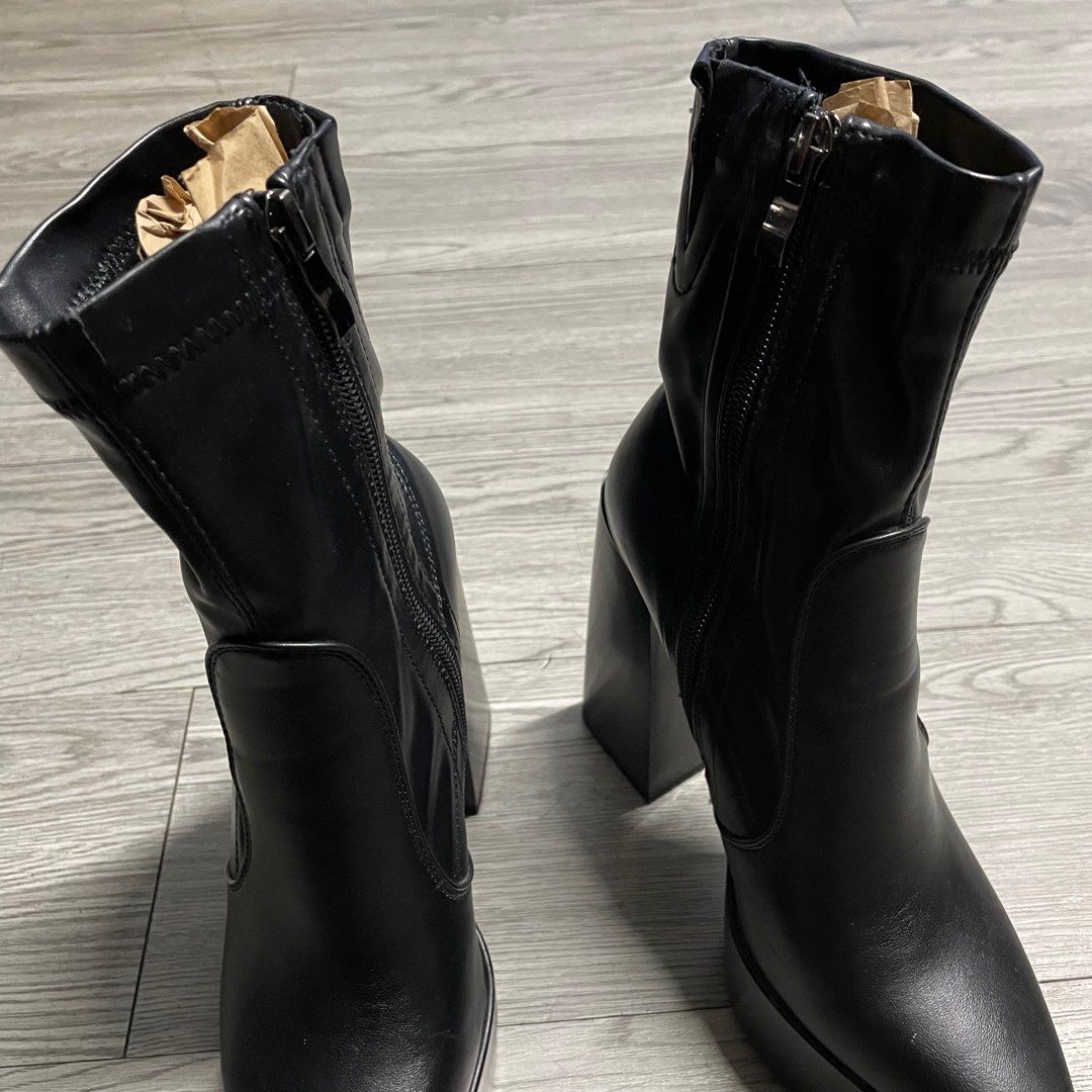 London Rag Black Leather High Platform Ankle Boots (Bratz/Naked Wolfe ...