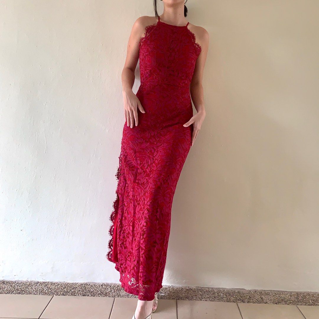 Red lace new arrivals maxi