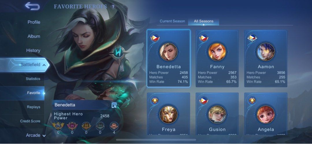Mobile legends account (Category: In-Game Products) located in Taguig. Submitted by influenzas (Listing ID 1280575234, Image 2). Description: ML account assassin main 980 Only! Rush Good WR Good skins Aamon starlight Melissa starlight Ling M world Fanny lightborn Irithel epic skin Taguig meet or pment first only.