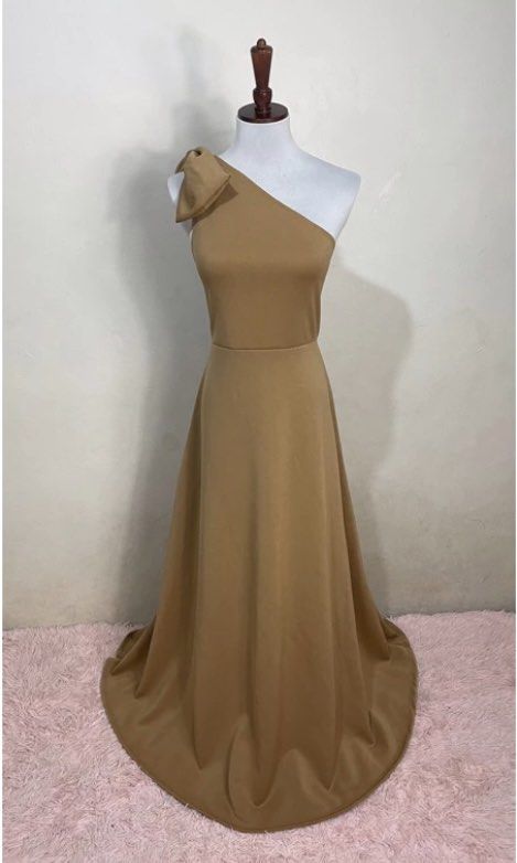 Mocha Neoprene One Shoulder Bridesmaids Slit Dress Women s Fashion Dresses Sets Evening dresses gowns on Carousell