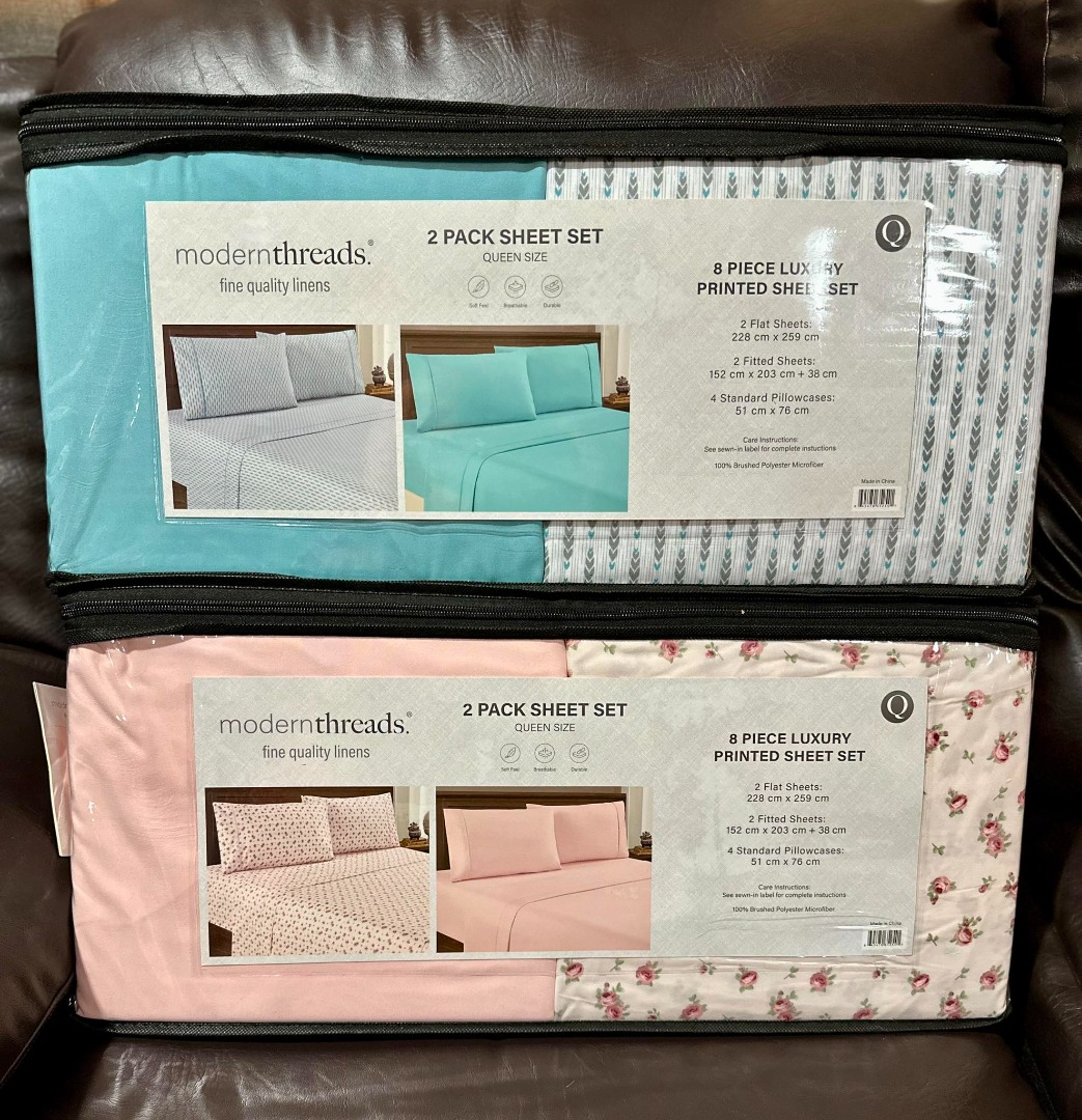 Modern Threads 2 Pack Printed 8 piece BedSheet Set, Furniture & Home ...