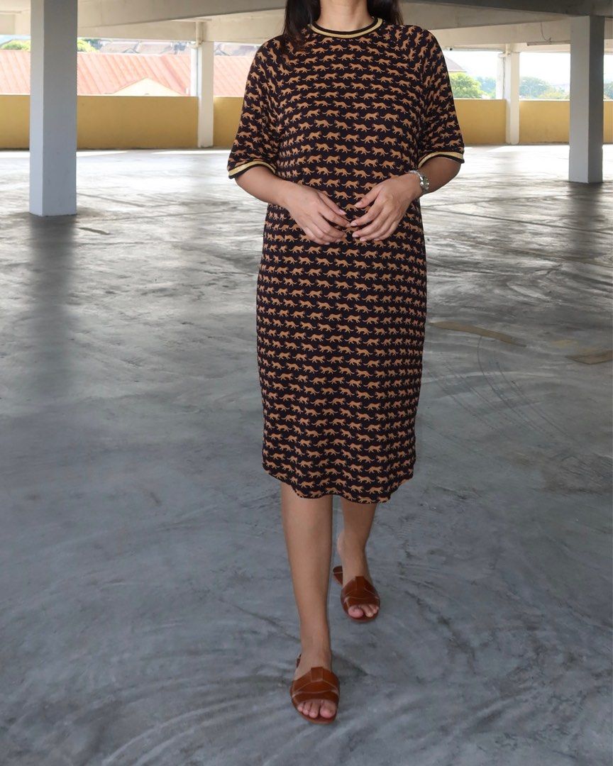 MONKI Oversized T Shirt Dress Cheetah Print Women s Fashion