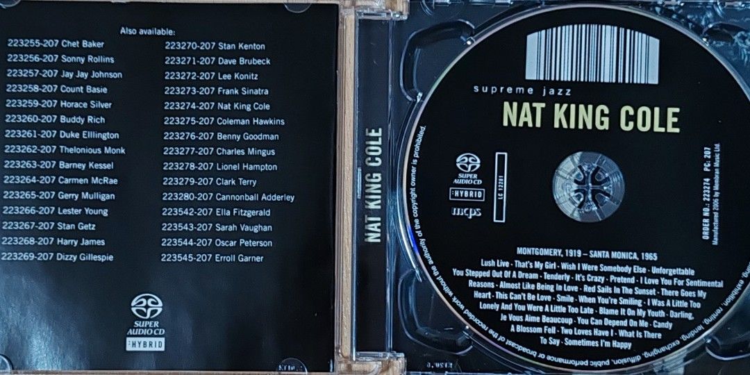 Nat King Cole Supreme Jazz Hybrid SACD, Hobbies & Toys, Music ...