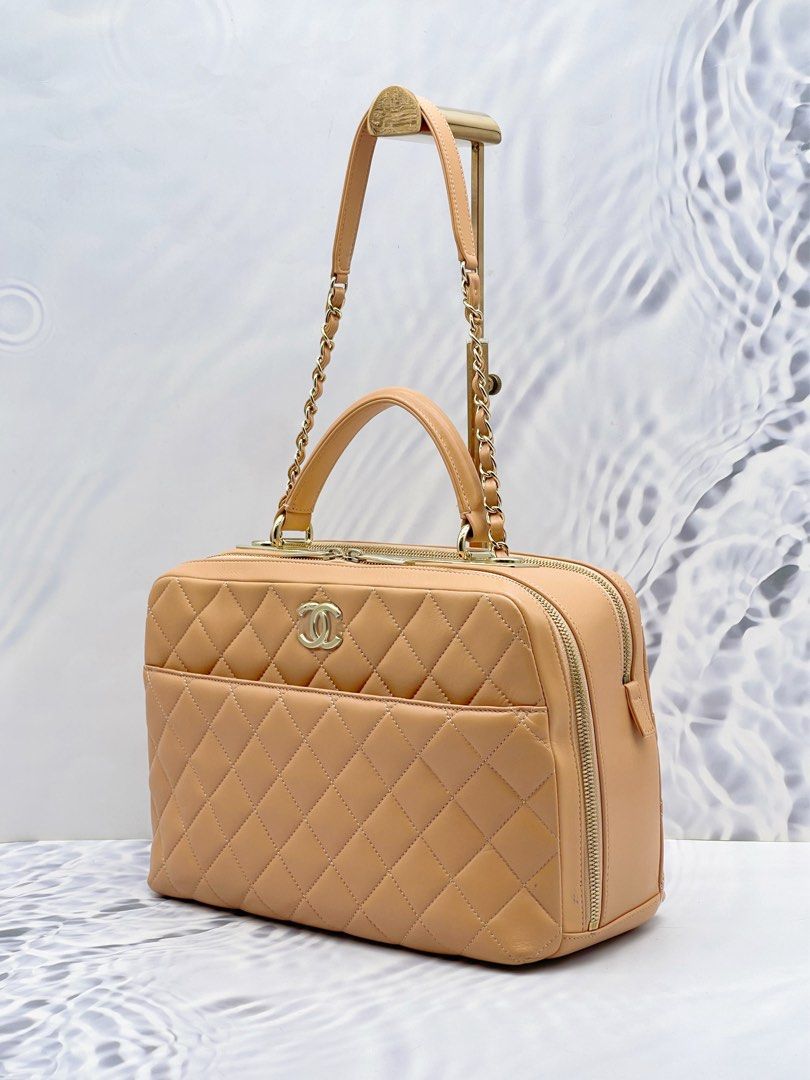 NEW YEAR SALE CHANEL TRENDY CC BOWLING BAG IN BEIGE CALFSKIN LEATHER YEAR 2017