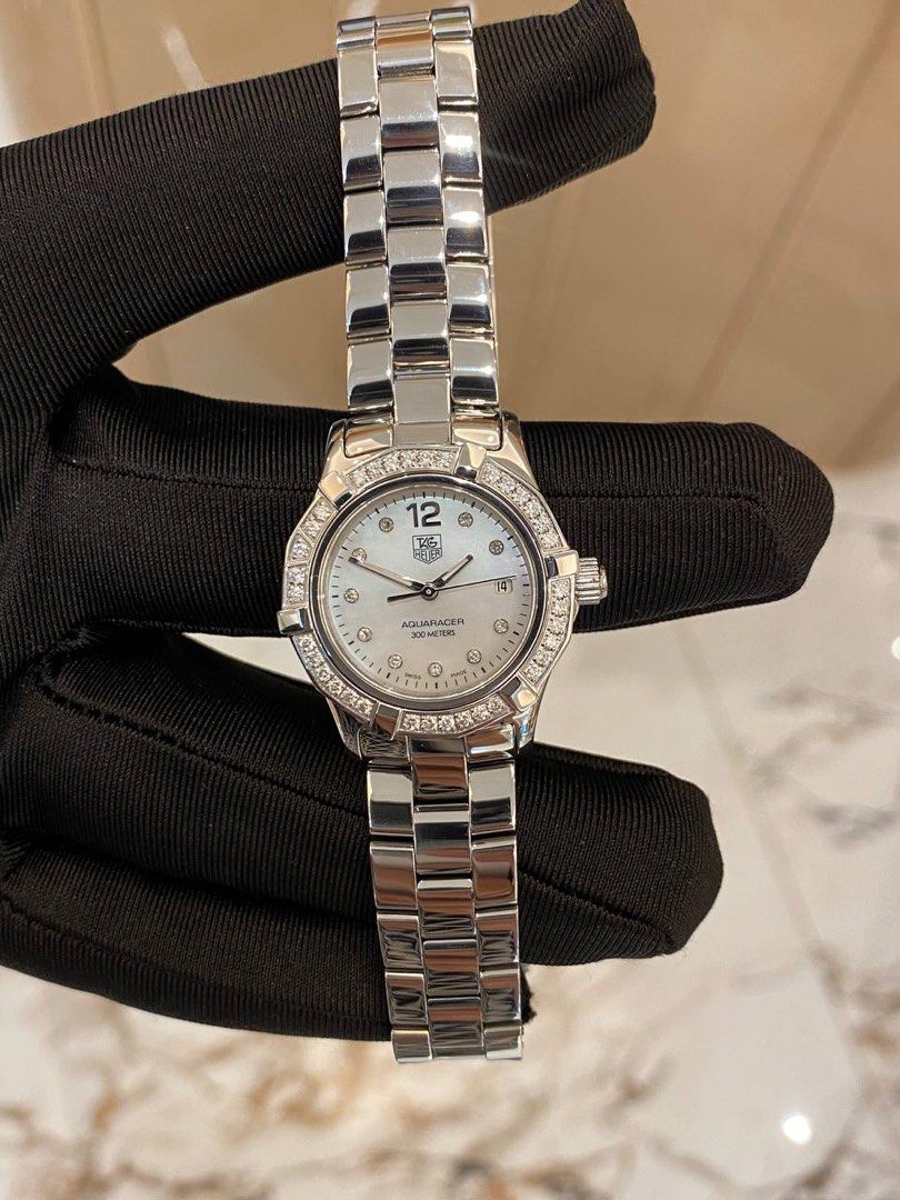 NEW YEAR SALE TAG HEUER AQUARACER LADY MOTHER OF PEARL DIAMOND