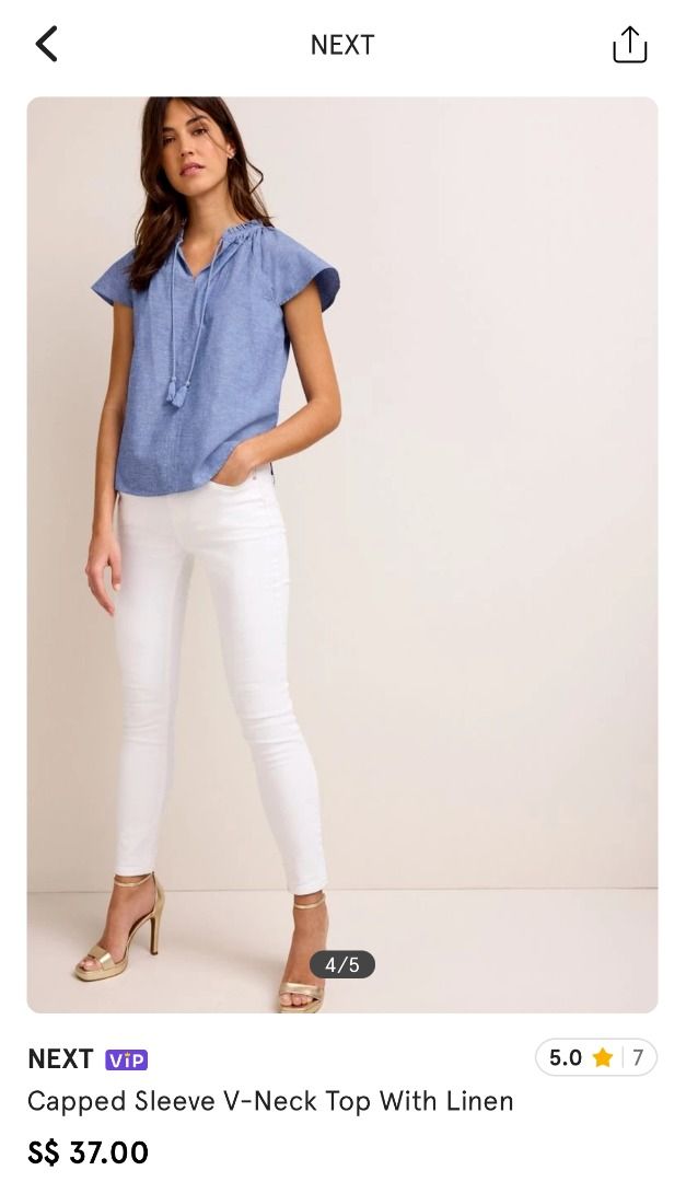 NEXT Capped Sleeve V Neck Top