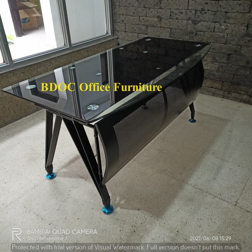 office table glass top with out drawers / office table / office
