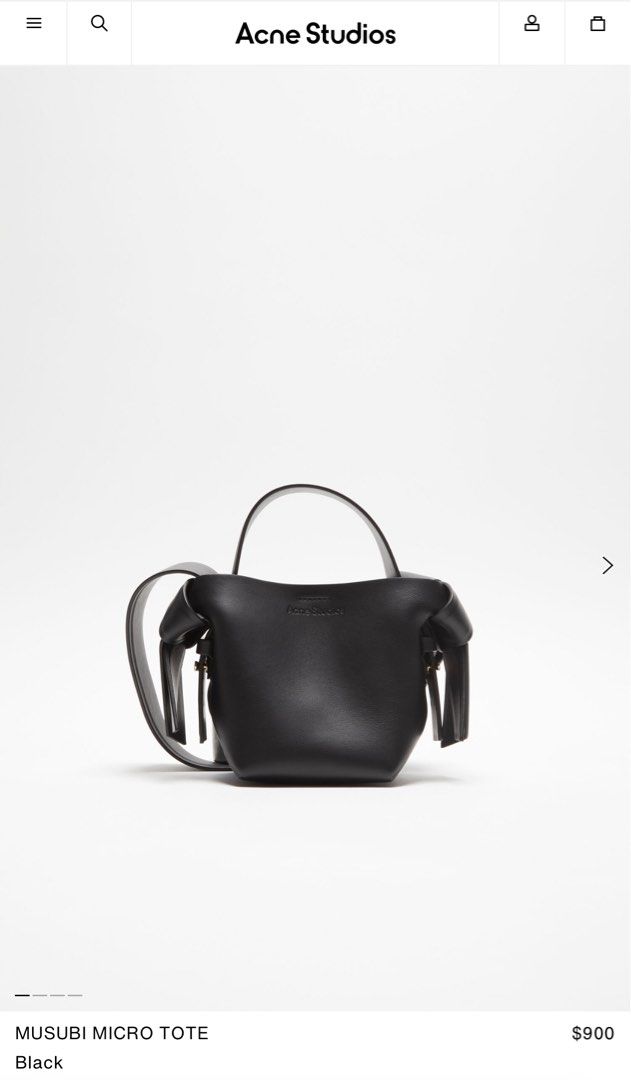 On Hand Acne Studios Micro Musubi Bag (Black) (Category: Cross-body Bags) located in Manila. Submitted by sarisaristorehk (Listing ID 1280505793, Image 1). Description: Brand new with tag Price cheaper than srp.