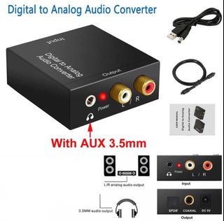 Analog to Digital Audio Converter, Hdiwousp RCA R/L or 3.5mm Jack AUX to  Digital Coaxial Toslink Optical SPDIF Audio Adapter for PS4 Xbox HDTV DVD