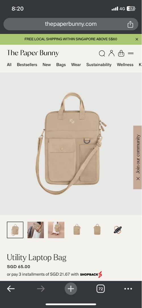  Paper bunny utility laptop bag (EXCHANGE), Women's Fashion, Bags 