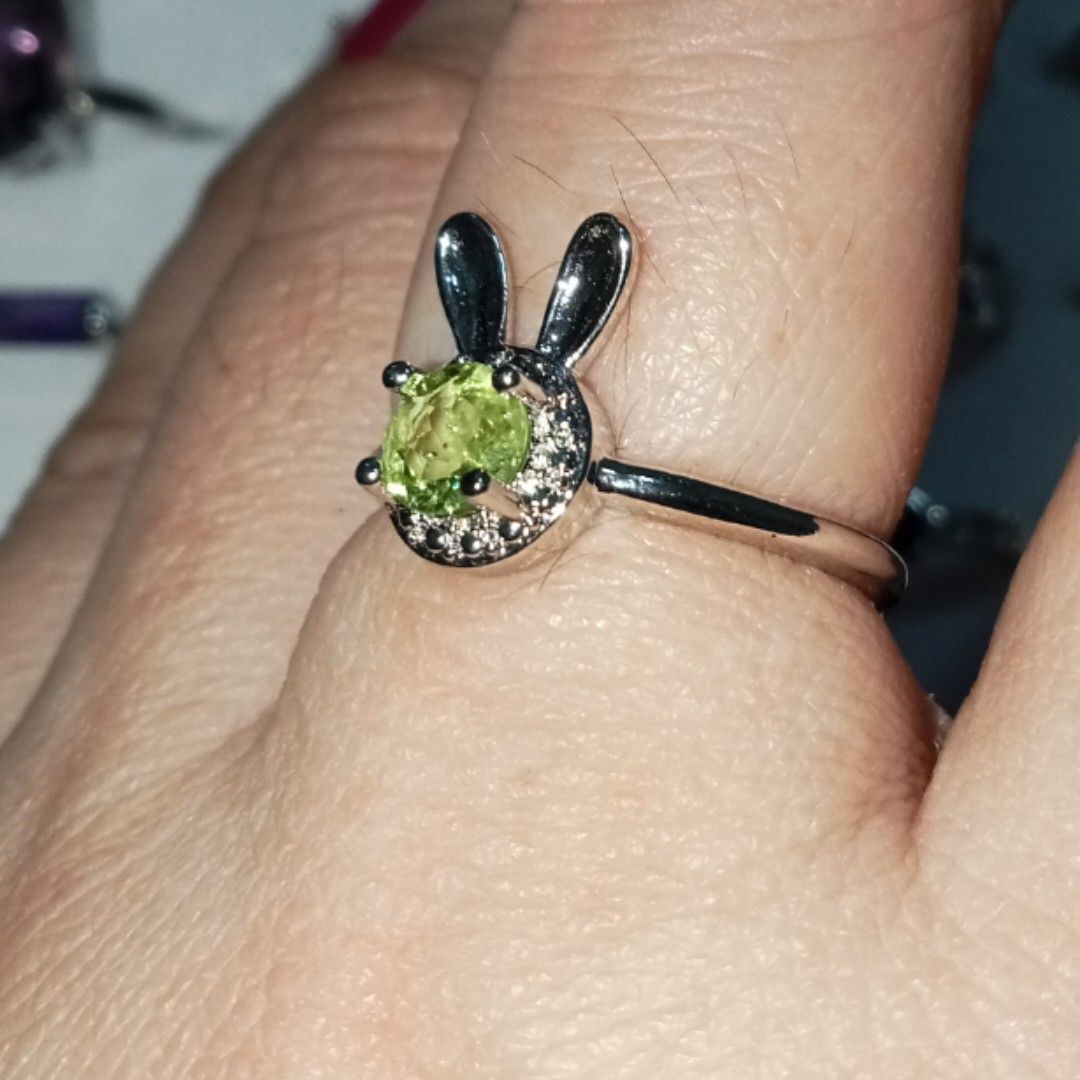 Peridot Ring rabbbit design Women s Fashion Jewelry