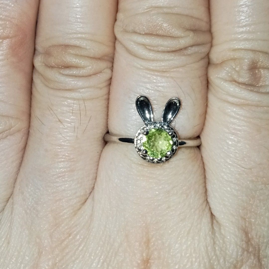 Peridot Ring rabbbit design Women s Fashion Jewelry