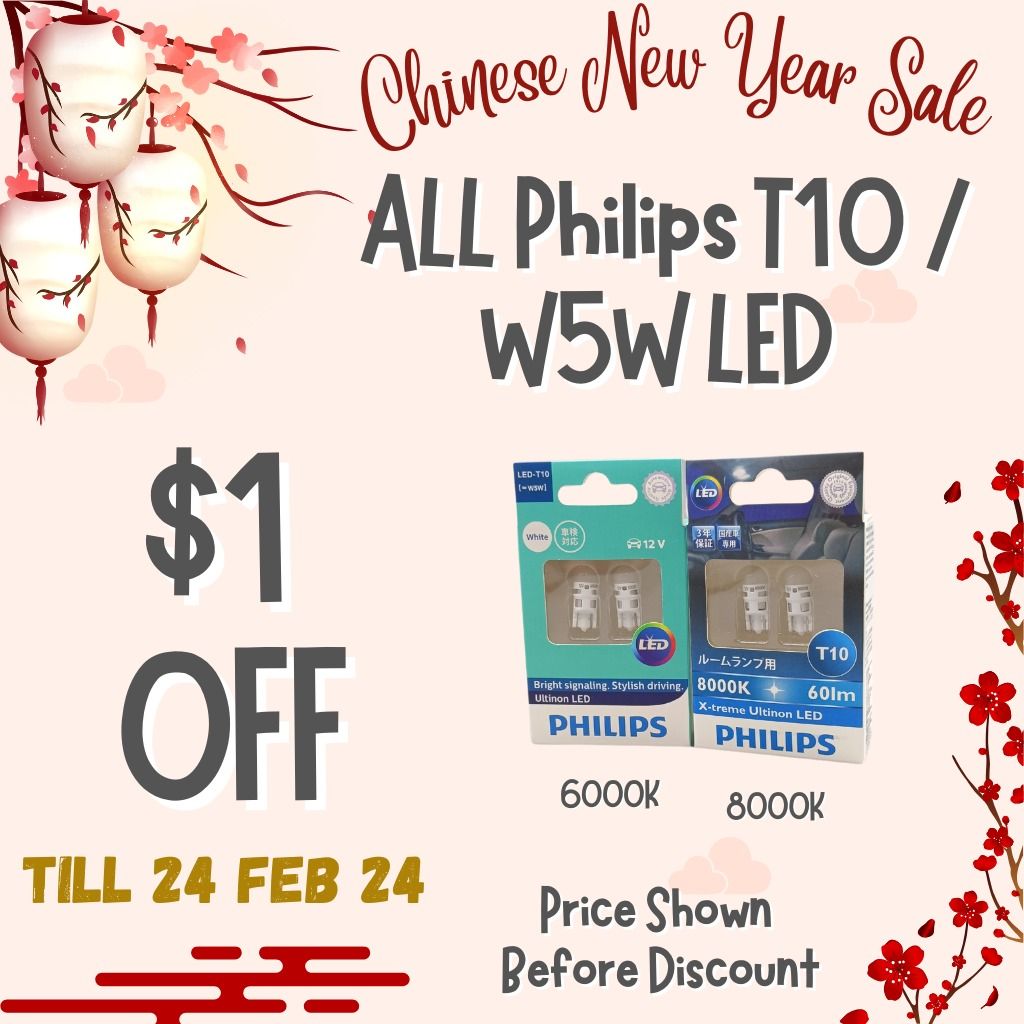 Philips X-Treme Ultinon LED T10 / W5W White~ish - blue Bulb 8000K (12V), Car  Accessories, Electronics & Lights on Carousell