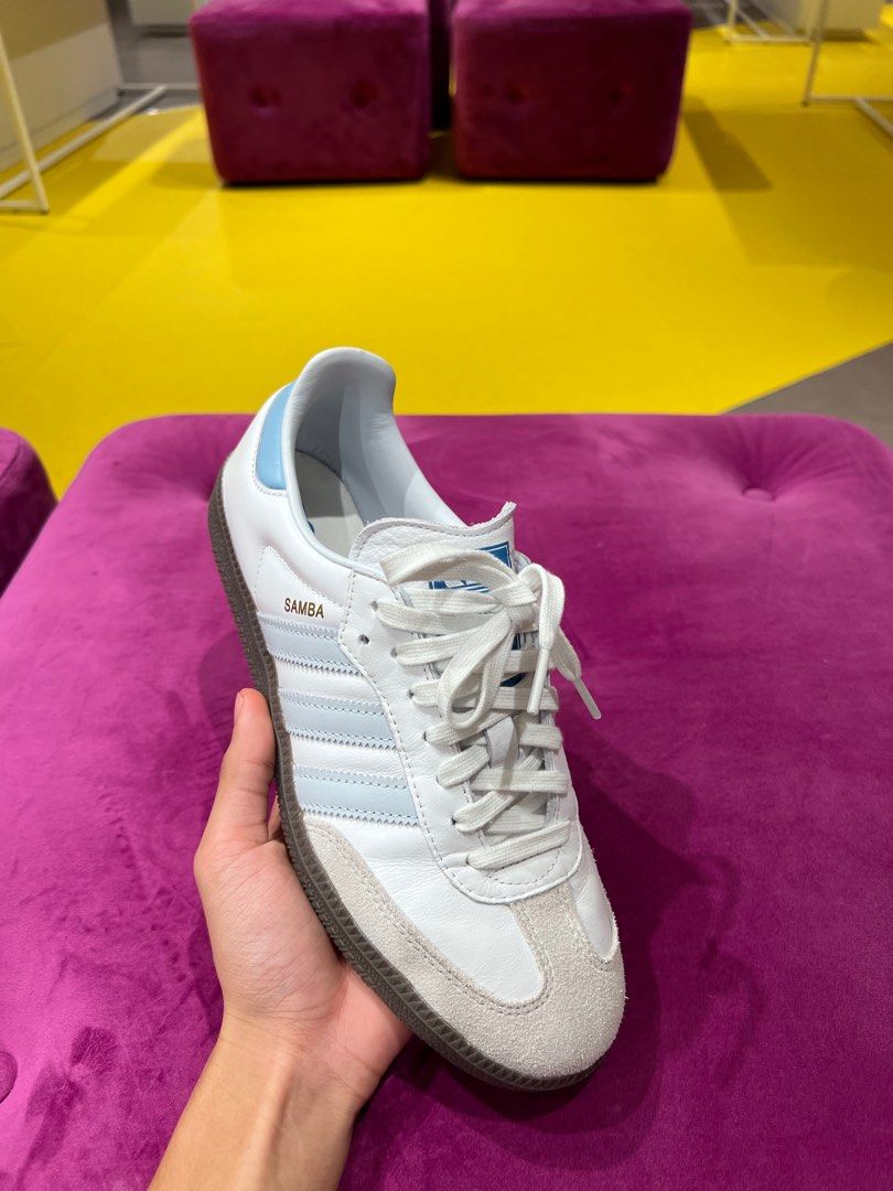 Adidas samba og trainers white/sky blue hotsell