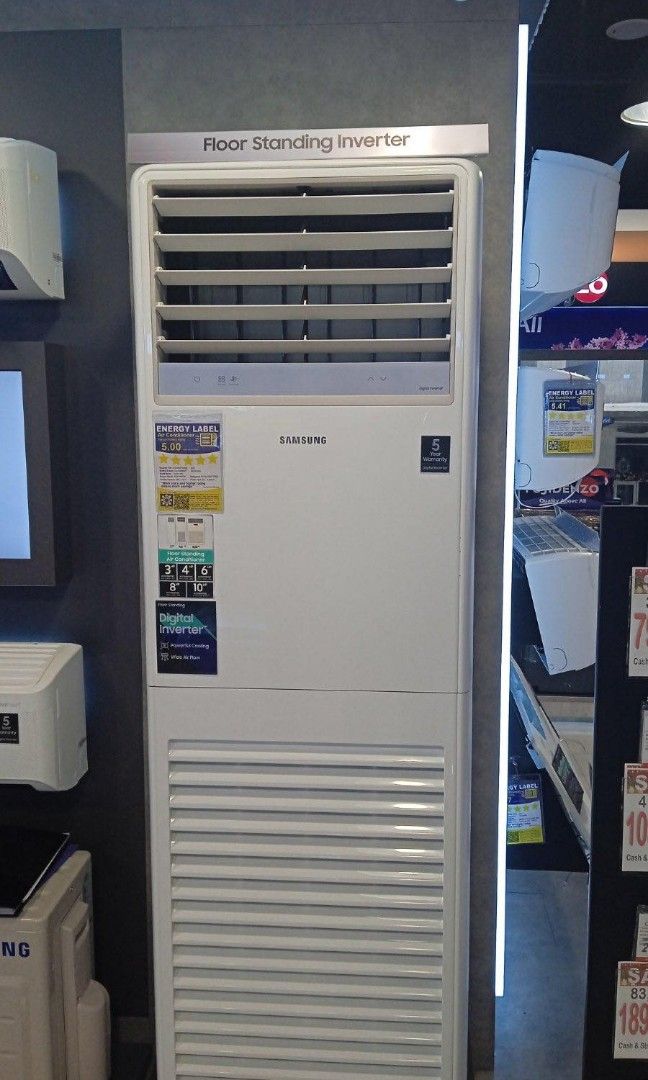 SAMSUNG FLOOR MOUNTED INVERTER AIRCON (Category: Air Conditioning and Heating) located in Quezon City. Submitted by maryann.dimalanta (Listing ID 1280548338, Image 1). Description: SAMSUNG FLOOR MOUNTED INVERTER AIRCON AC030BNPDKCTC 3HP SRP 109,995 Cash: 67,200 AC36BNPDKCTC. 4HP SRP 129,995 Cash: 79,500 AC048BNPDKCTC 6hp SRP 149,995 Cash: 92,500 AC054BNPDKCTC 6HP 3 phase SRP 169,995 Cash: 105,000 AC078BNPDBCTC 8HP SRP 259,995 Cash: 157,500 AC096B