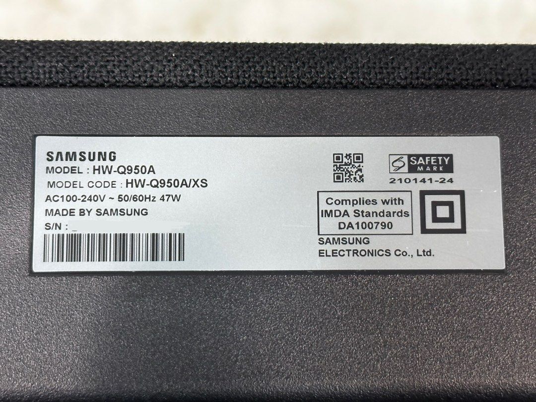 Samsung HWQ950A 11.1.4ch Dolby Atmos Soundbar with rear speaker and