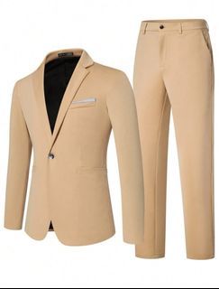Shein Manfinity Men Single Button Blazer & Suit Pants