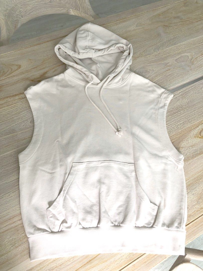 White sleeveless hoodie women's new arrivals