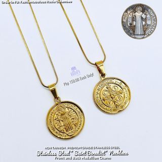 Stainless Steel St. Benedict Medallion Necklace