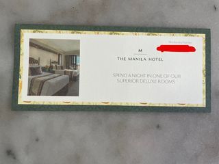 The Manila Hotel Overnight GC Gift Certificate