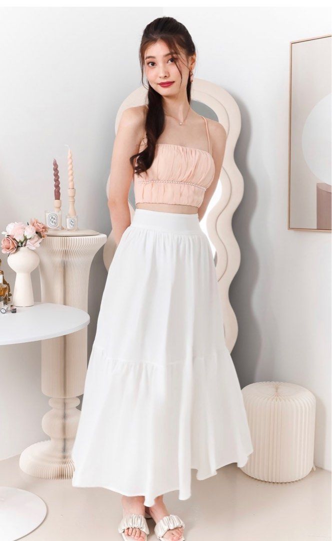 Petite tiered maxi shop skirt