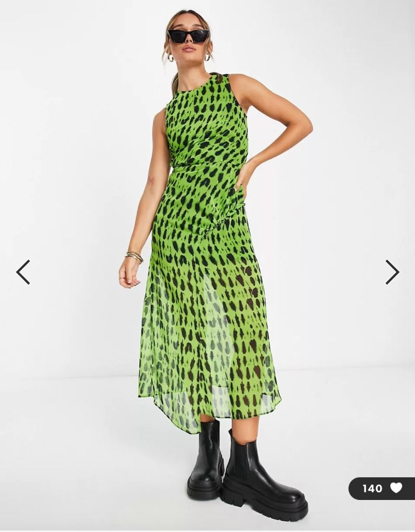 Topshop green midi dress best sale