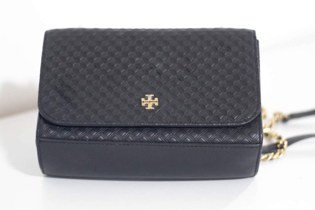 Tory burch marion embossed shrunken shoulder bag on sale