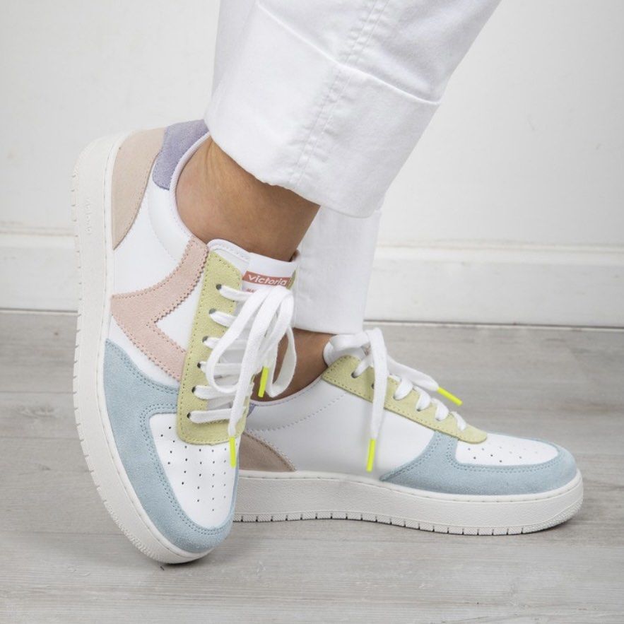 Victoria Shoes: Madrid Celeste Multi Logo Sneaker, Women's Fashion