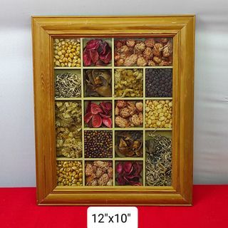 Vintage 12"x10" wood shadow box of seeds and petals from the UK for 1200 *H33
