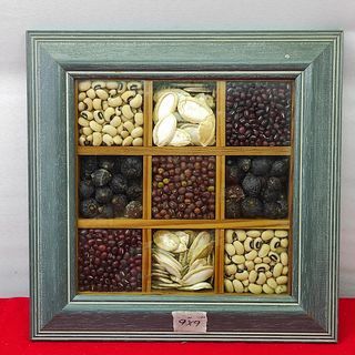 Vintage 9"x9" wood shadow box with variety of seeds from the UK for 950 *H34