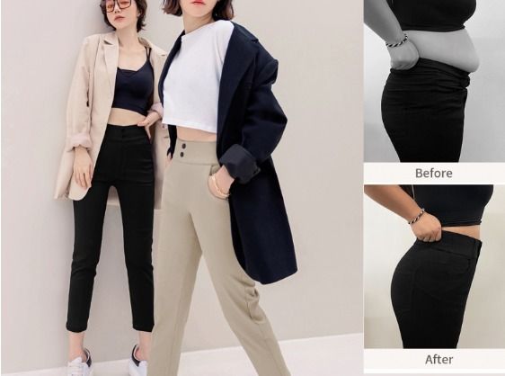 WOMEN WORK CASUAL 5KG SLIMMING FIT ELASTIC WAIST LONG PANTS