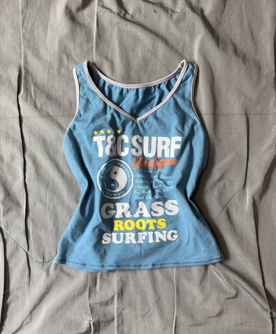 surfing y2k tank top, Women's Fashion, Tops, Sleeveless on Carousell