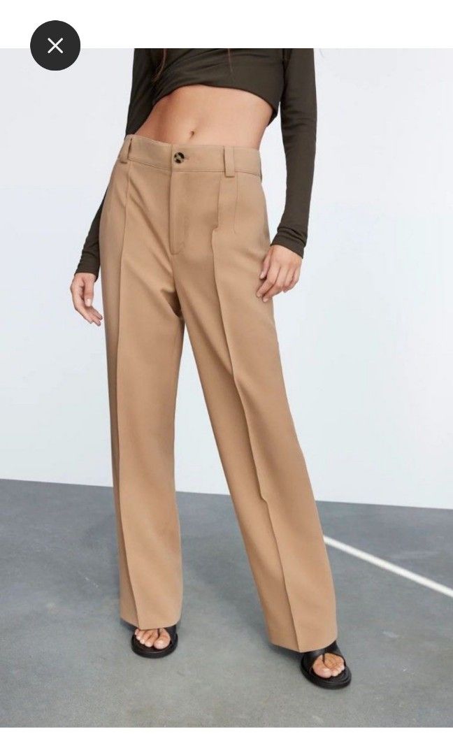 Camel coloured bi-material trousers with buttons - Horizons Lointains