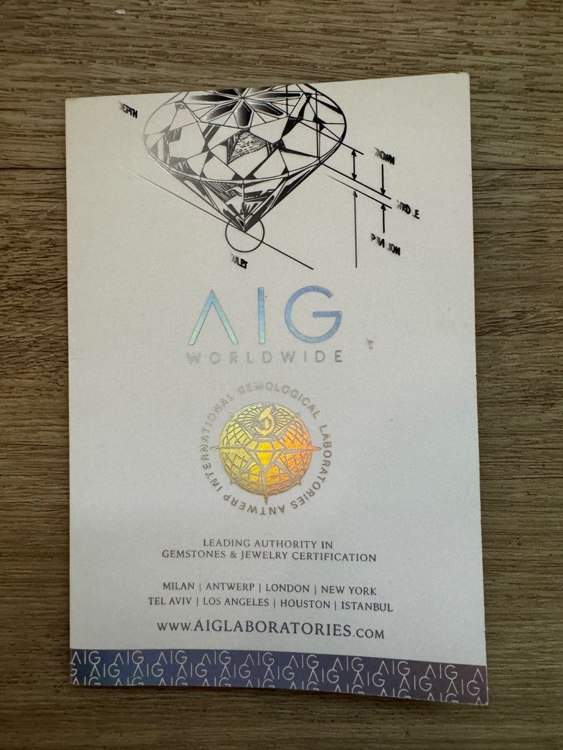 Aig diamond certificate sale