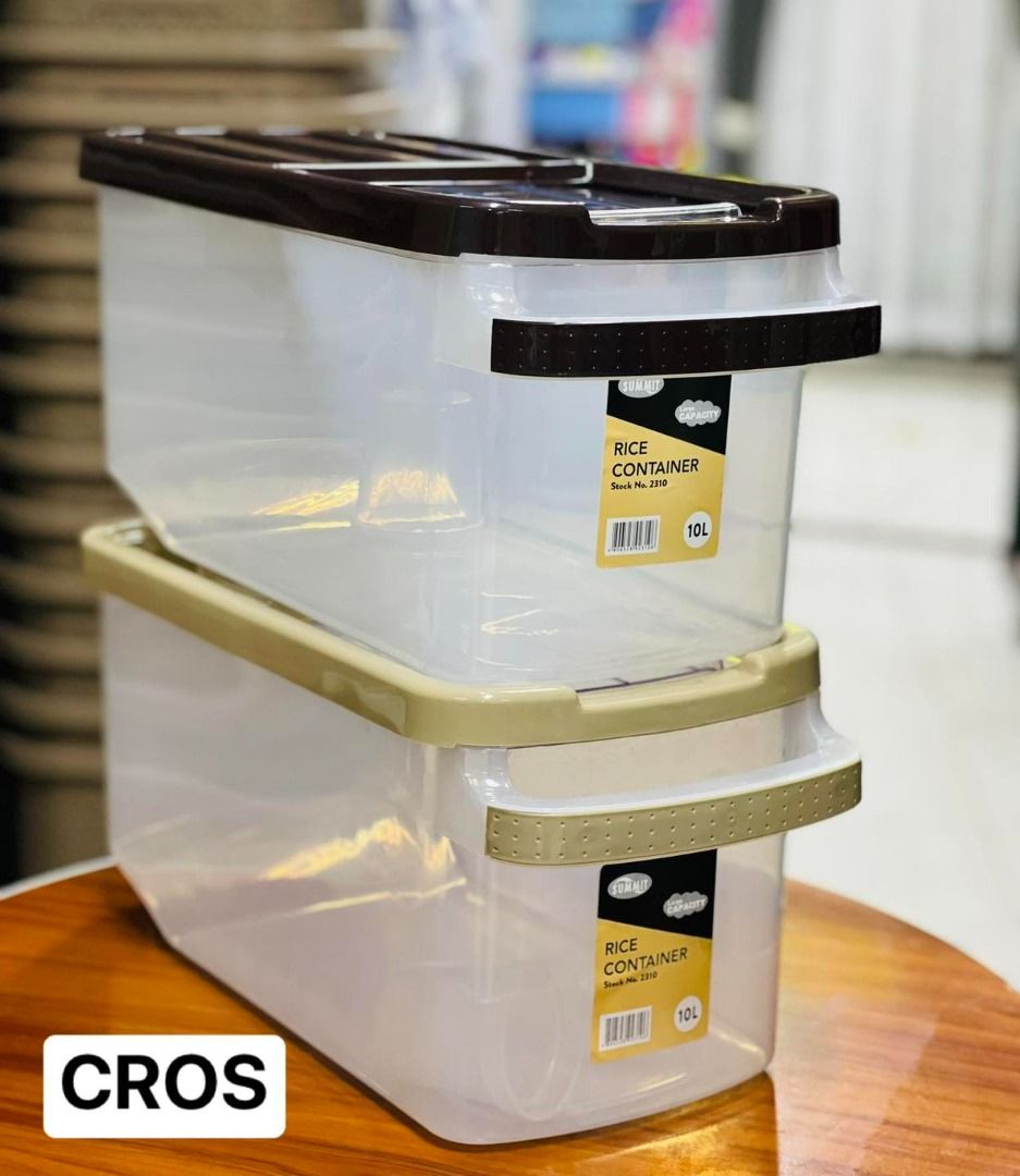 10L rice container w/ wheels&Cup, Furniture & Home Living, Kitchenware ...